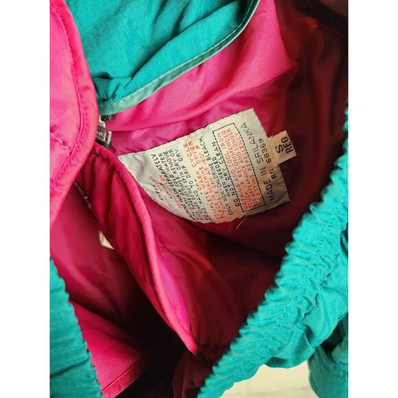 VTG 80s Retro London Towne Teal Pink Windbreaker Ski Jacket Lining Women's Sz S - Picture 5 of 6